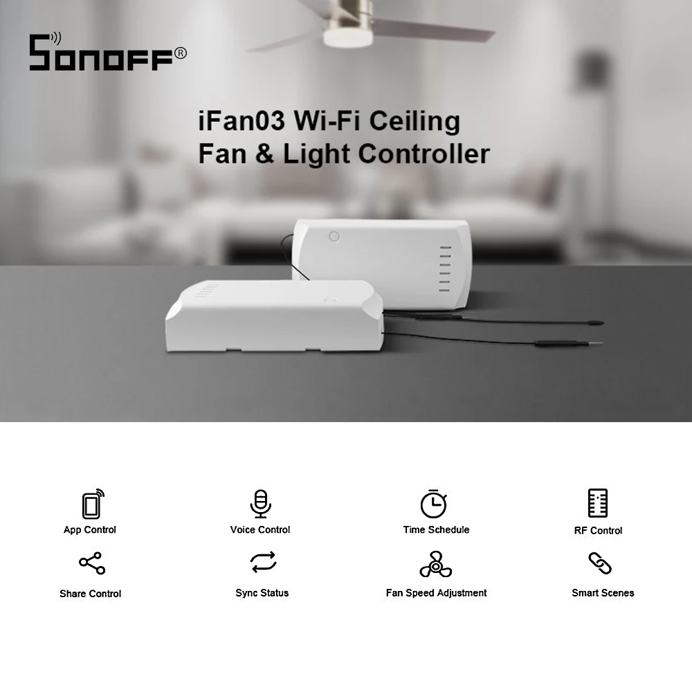 SONOFF iFan03 Wifi умный вентилятор переключатель потолочный вентилятор световое управление Лер 433 RF приложение голосовое дистанционное управление для Alexa Google Home Nest