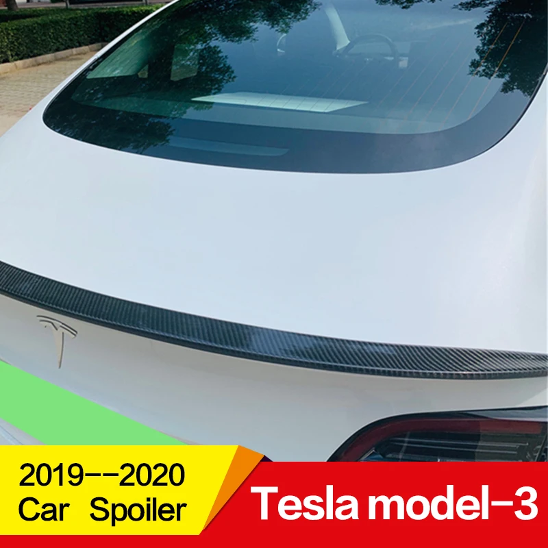 Использовать для Tesla модель 3 спойлер 20 лет Глянцевая углеродное волокно заднее крыло p стиль спойлер, аксессуары
