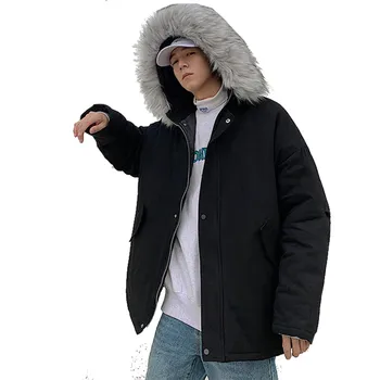 

2019 Windbreaker Outdoor Hooded Winter Jacket Autumn Loose Thick Coats Men Japanese Streetwear Cotton Tops