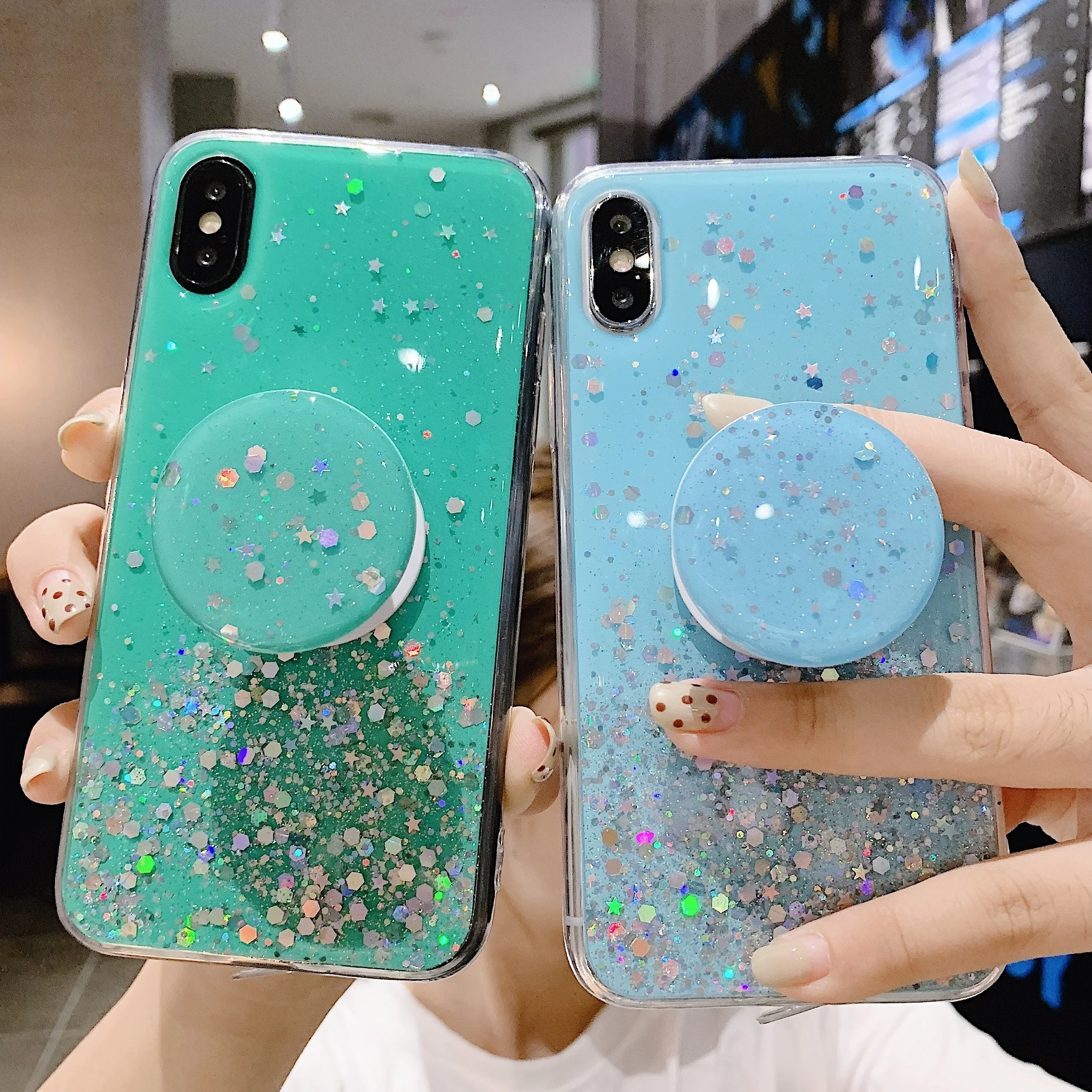 

Luxury Bling Sequins Star Glitter Phone Case For iphone X XR 11 Pro XS MAX 6 6S 7 8 Plus Shining Transparent Soft TPU Cover Case
