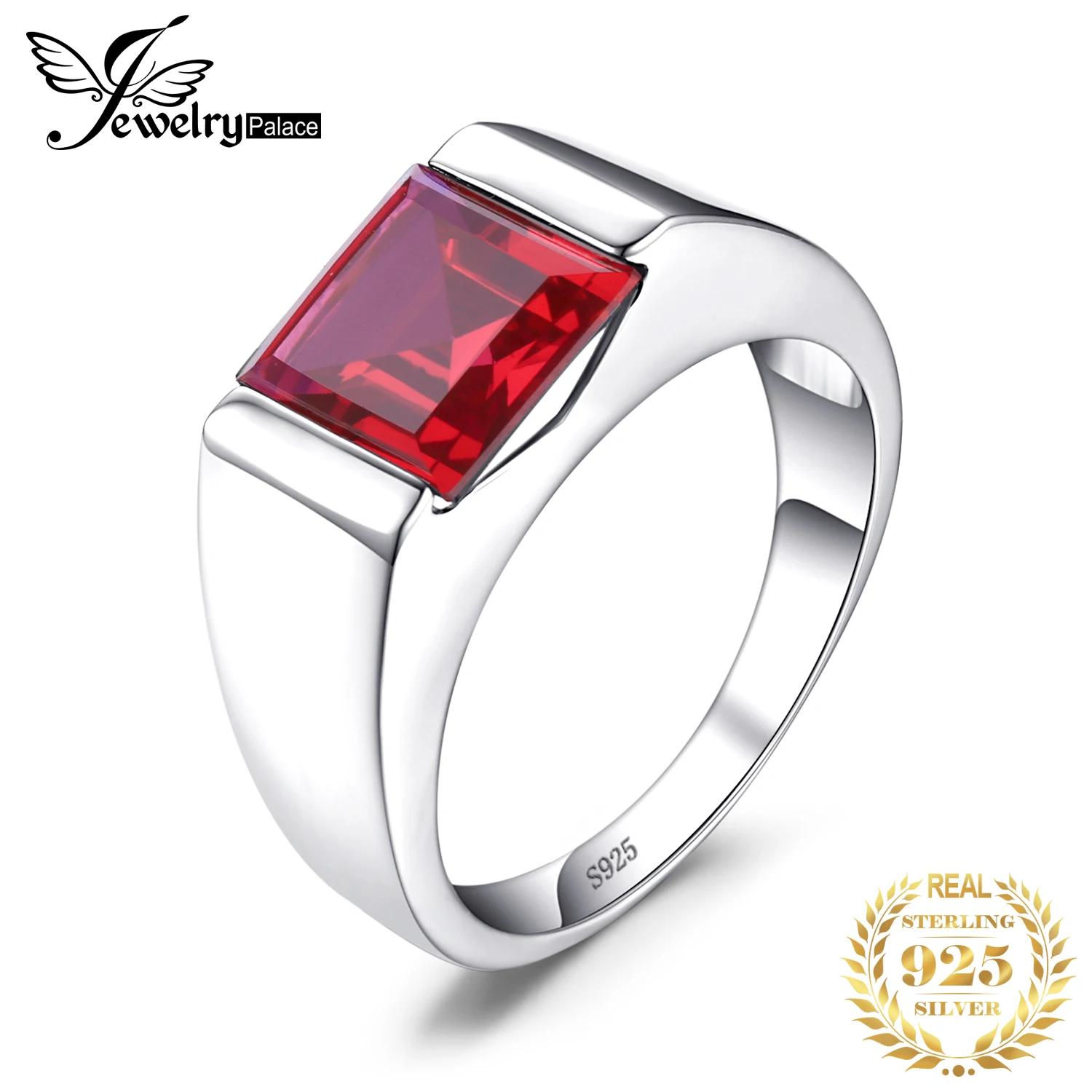 925 Sterling Silver Real Genuine Garnet Mens Wedding Wedding Band Ring