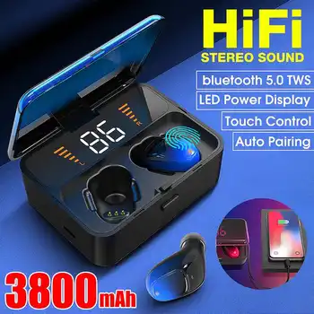 

TWS Touch Control HiFi Stereo bluetooth 5.0 Wireless Earphone LED Power Display 3800mAh Charging Case Sport Waterproof Headset