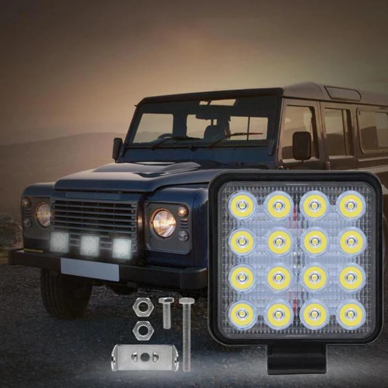 1 Pcs 12V/24V 48W 16LED Light Offroad Roof Driving Lamp Car Work LED Square Engineering Inspection New | Автомобили и мотоциклы