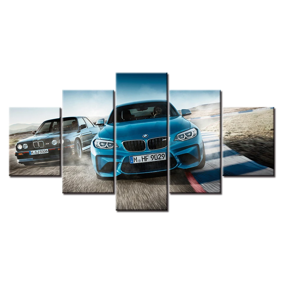 Холст Печатный плакат домашний Декор 5 шт. HD Bmw M3 синий спортивный автомобиль картины настенные художественные картины гостиная модульная рамка
