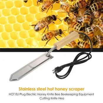 

EU Plug Electric Honey Knife Bee Beekeeping Equipment Cutting Knife Heating Handle Wooden Tools Stainless Steel Scraper