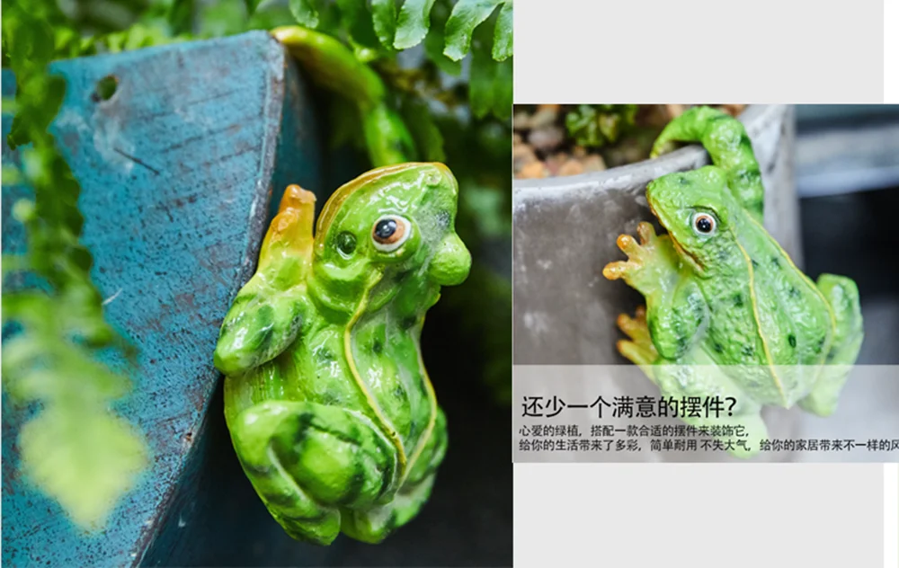 3 Pcs/Set Creative Hanging Climbing Frogs Bonsai Decorative Potted Outdoor Garden Flowerpot Ornaments Home Desk Decor Kids Gift
