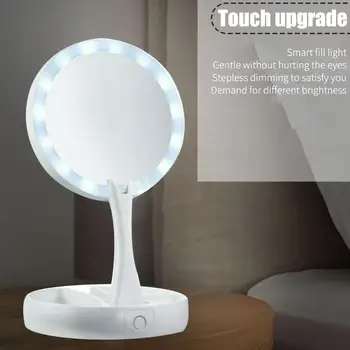 

LED Lighted Mirrors Table Mirror Makeup Mirrors Luminous Magnifying 90 ° Rotation Bathroom Cosmetic Adjustable Brightness USB