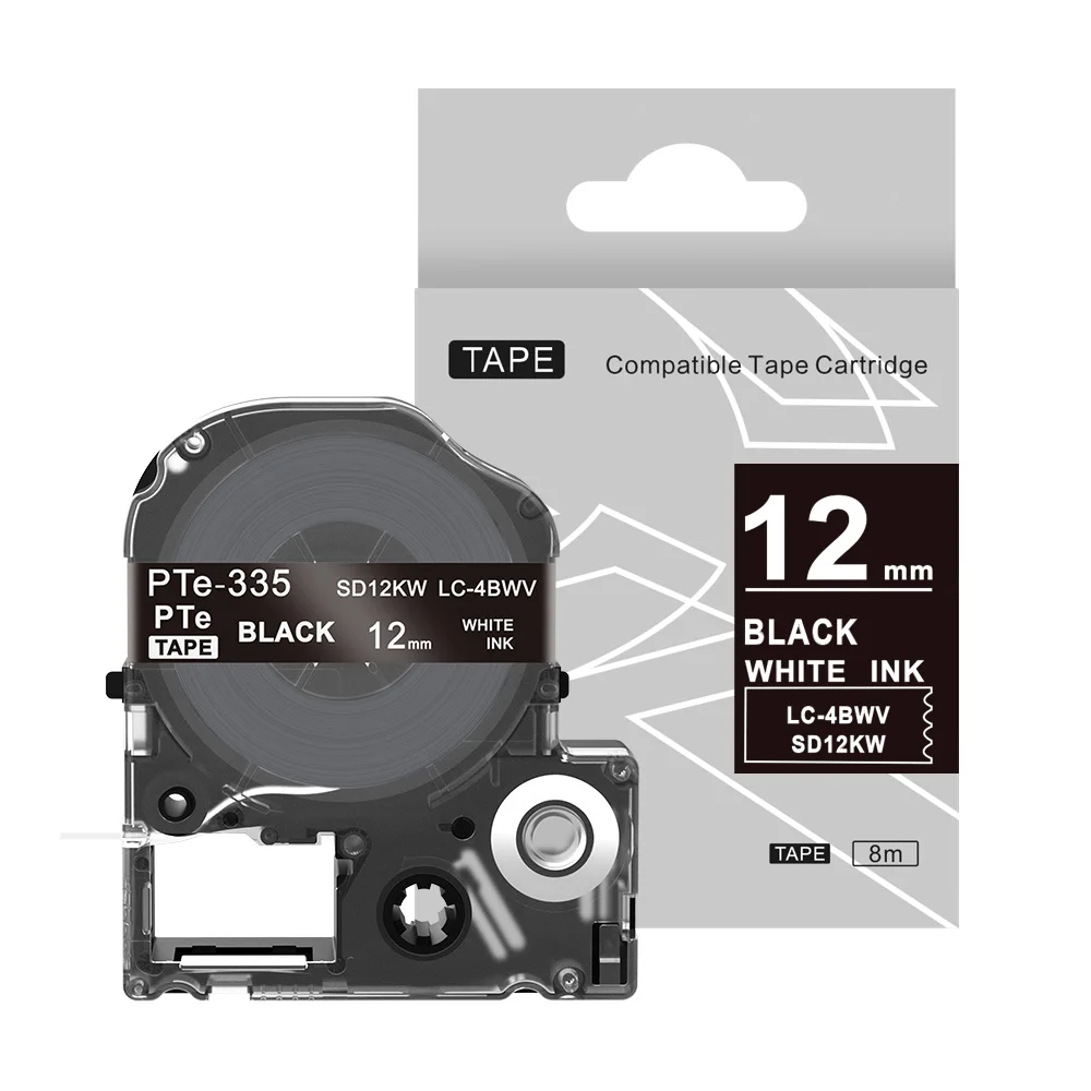 1 шт. Kingroad SS12KW LC-4WBN совместимый Epson LabelWorks LK Лента Стандартная 12 мм для Epson принтер этикеток LW-300 LW-400 SR530C - Цвет: White-Black