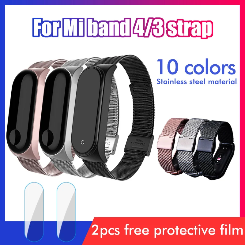 Металлический ремешок для mi band 4 браслет из нержавеющей стали ремешок для Xiaomi mi band 3 4 Pulseira band4 ремешок для женщин и мужчин