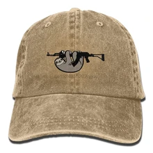 Для мужчин и женщин Ленивец любовь пистолеты смешной Регулируемый Винтаж Мыть Деним хлопок папа шляпа бейсболка красный