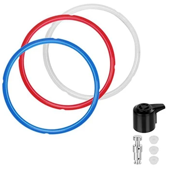 

3 Pack Silicone Sealing Rings and Steam Release Valve,Replacement Float Valve Part Pressure Cooker Silicone Seal Ring