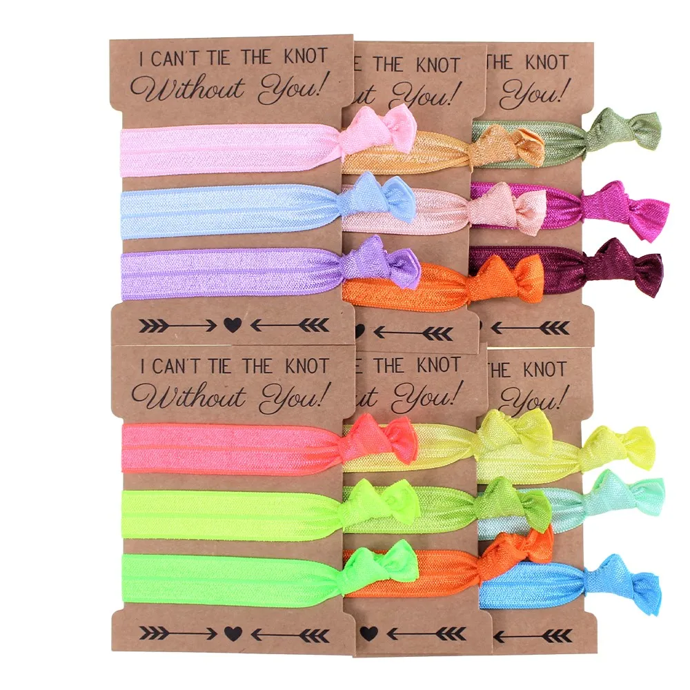 

3 pieces/set and 6 sets/lot 15mm Solid colors FOE Elastic Hair Ties