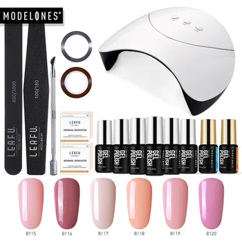 

Modelones 36W Smart Sensor UV Lamp Nail Cure Machine Manicure Tools Kit 6 Colors Semi Permanent Led Hybrid Gel Varnish Nail Set