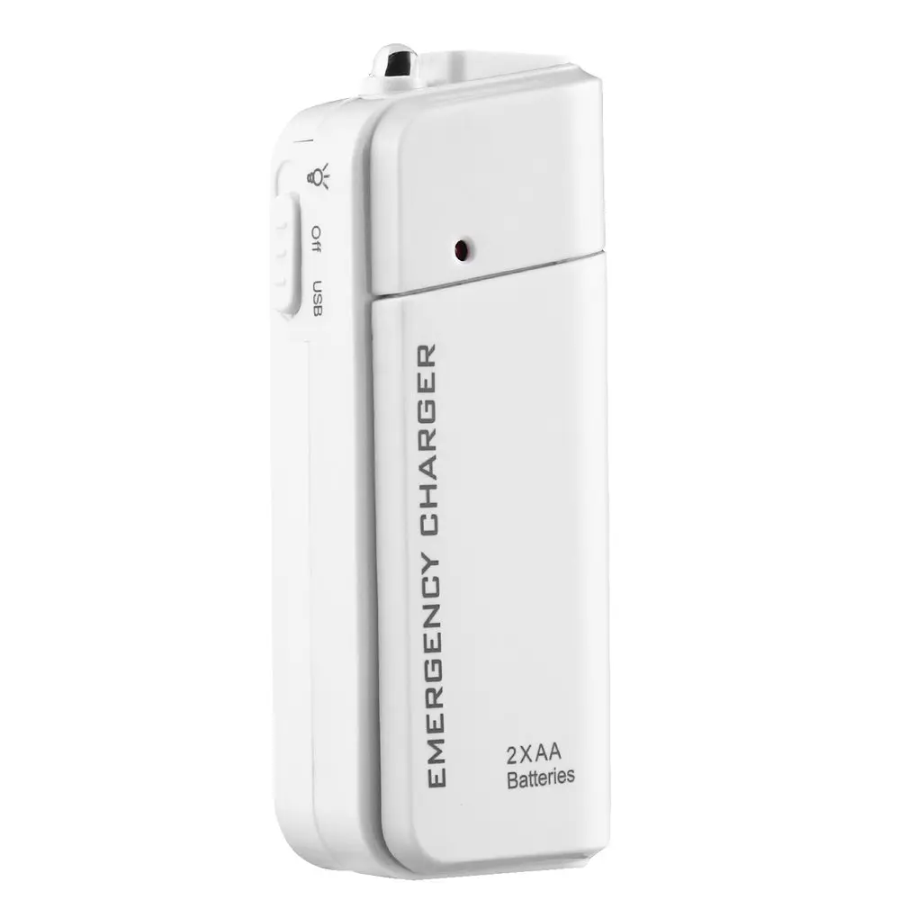 

Universal Portable USB Emergency 2 AA Battery Extender Charger Power Bank Supply Box For iPhone Mobile Phone MP3 MP4 White