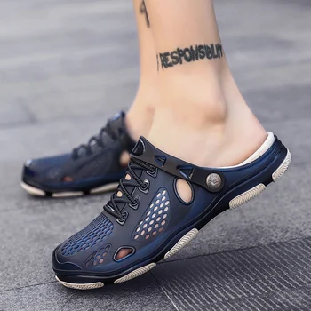 

2020 New Fashion Summer Clogs For Man Sandals Crocks Man Shoes Black Beach Sandal Hollow Slides Slippers Casual chef Jelly Shoes