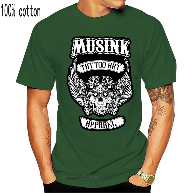 Мужская футболка MUSINK с алмазными глазами тату Байкерская kuпод заказ
