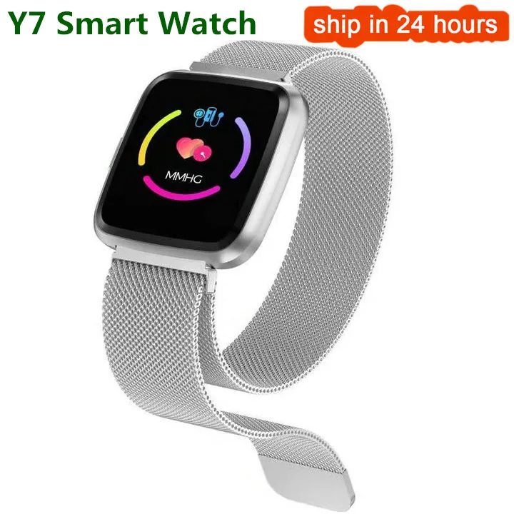 metal silver Y7 Y7 Смарт часы браслет кровяное давление кислородный спортивный трекер smartwatch водонепроницаемый монитор сердечного ритма браслет для мужчин и женщин - Цвет: metal silver Y7