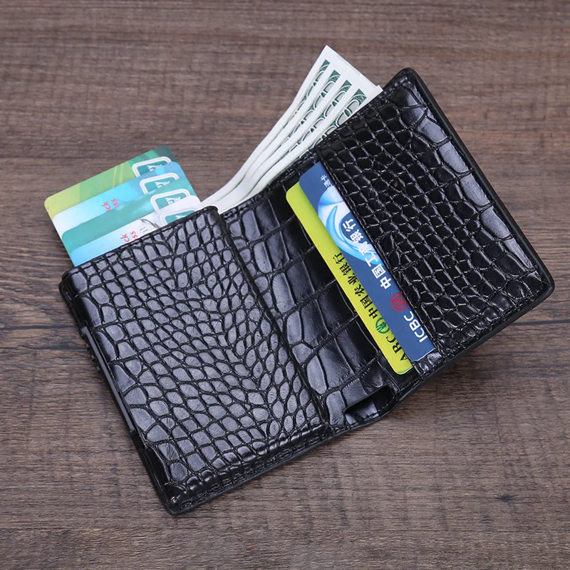 Защитный кошелек для Карт Rfid с отделением для заметок Противоугонный Магнитный ID кредитный держатель для карт алюминиевый крокодиловый Чехол для карт