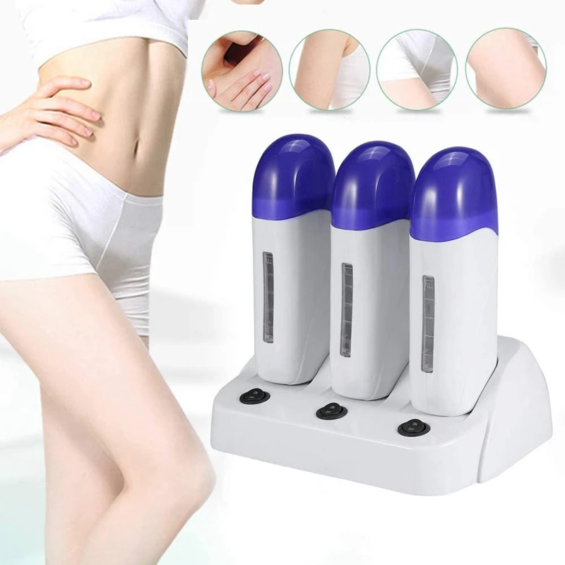 Triple Epilator Cartridge Wax Depilatory Roller Wax Warmer Heater Waxing Body Painless Hair Removal Machine For Depilation