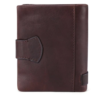 

Men RFID Blocking Wallet Vintage Leather Short Purse Bifold with Coin Change Pocket Large Capacity