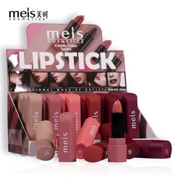 

meis Brand Matte Lipstick 6 Colors Lips Makeup Lipstick Lip Gloss Long Lasting Moisture Cosmetic Lipstick Red Lip S046