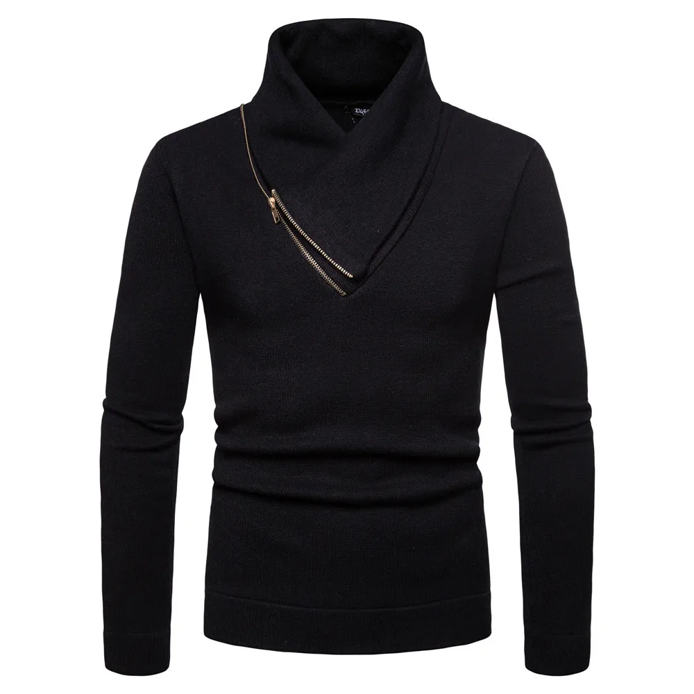 SHUJIN Sweater Pullover Men 2019 Male Brand Casual Slim Sweaters Men Solid Color High neck Men's Sweater XXL for Autumn Winter