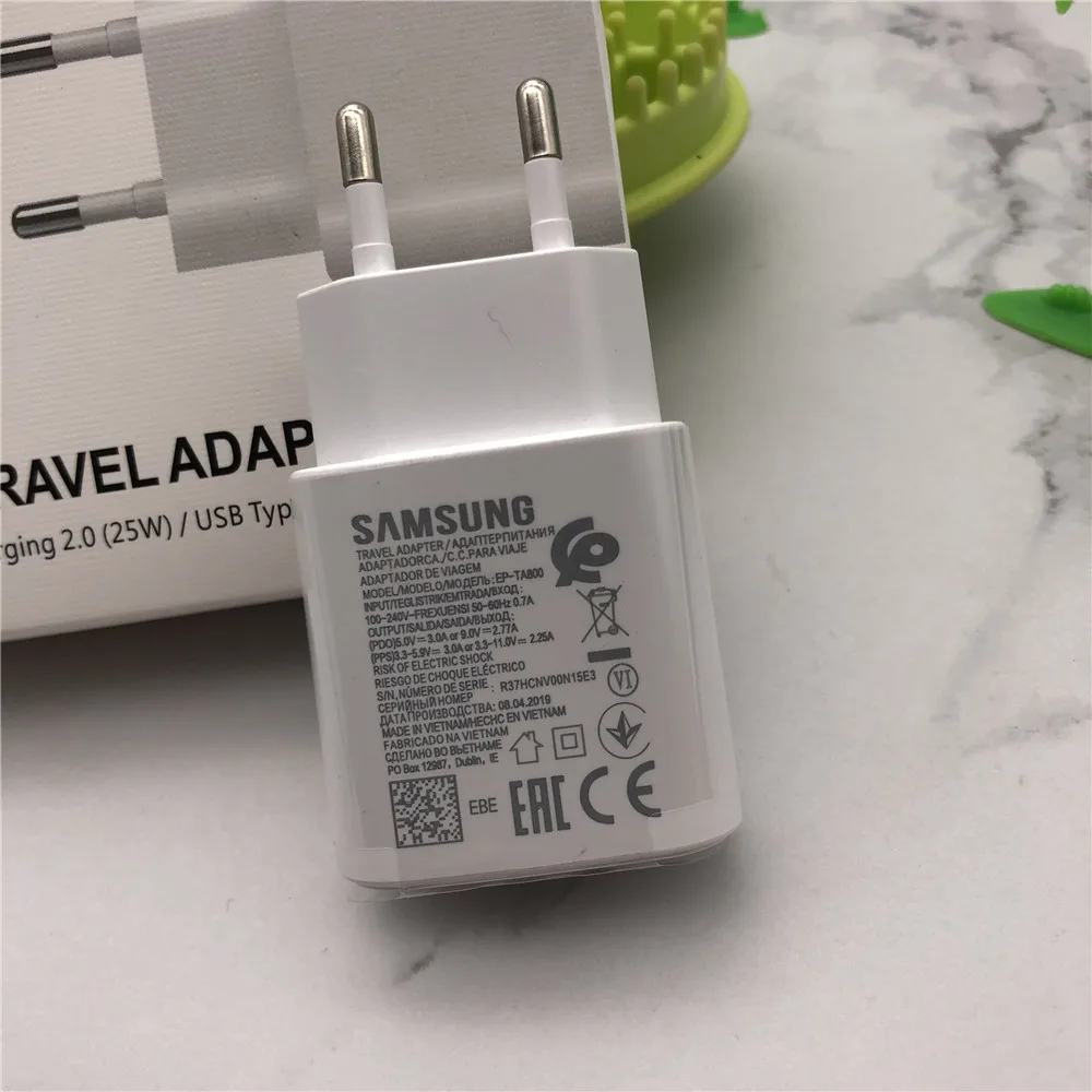 samsung note10 PRO 5G зарядное устройство 25 Вт ЕС супер быстрая зарядка дорожный адаптер type c кабель для samsung Galaxy s10 S9 a50 a70