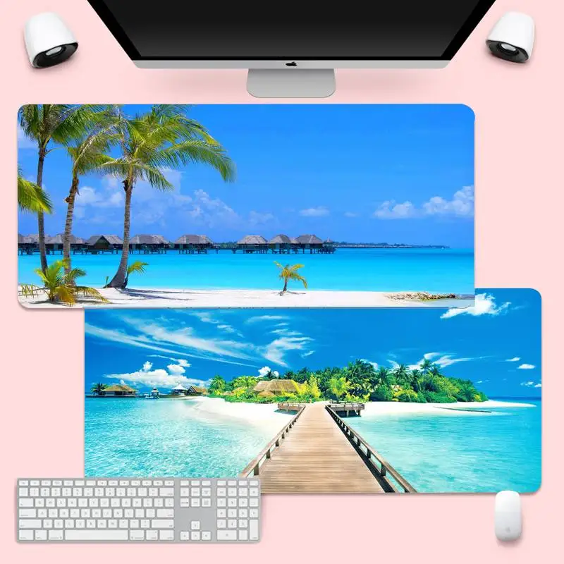 Beach Sea Palm Landscape Laptop Gaming Mice Mousepad XL Large Gamer Soft Keyboard PC Desk Mat Takuo Anti-Slip Comfort Pad | Компьютеры и