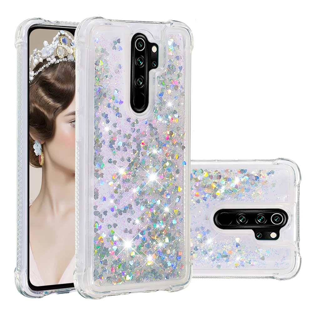 

Love Heart Quicksand Case For Xiaomi Redmi Note 8 Case Glitter Soft Silicone Transparent Cover For Xiaomi Redmi Note 8 Pro Case