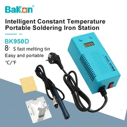 Bakon – Mini Station de fer à souder numérique 50W, 8S, chauffage rapide, Portable, outils de retouche, bricolage, pointes T12, BK950D 