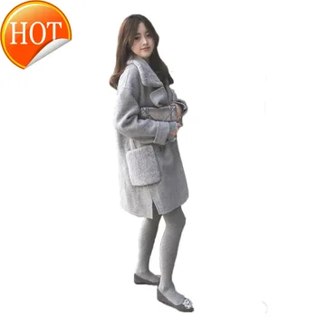 

Woolen Casual Fashion Women Long Coat Loose Long Solid Women's Jacket Pockets Single Breasted Cashmere Coat and Jacket