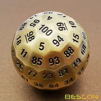 Bescon Solid Metal 100 Sided Dice, Game Dice D100,Giant Polyhedral Metal 100 Sides Dice 50MM in Diameter (1.97in), Ancient Brass 2