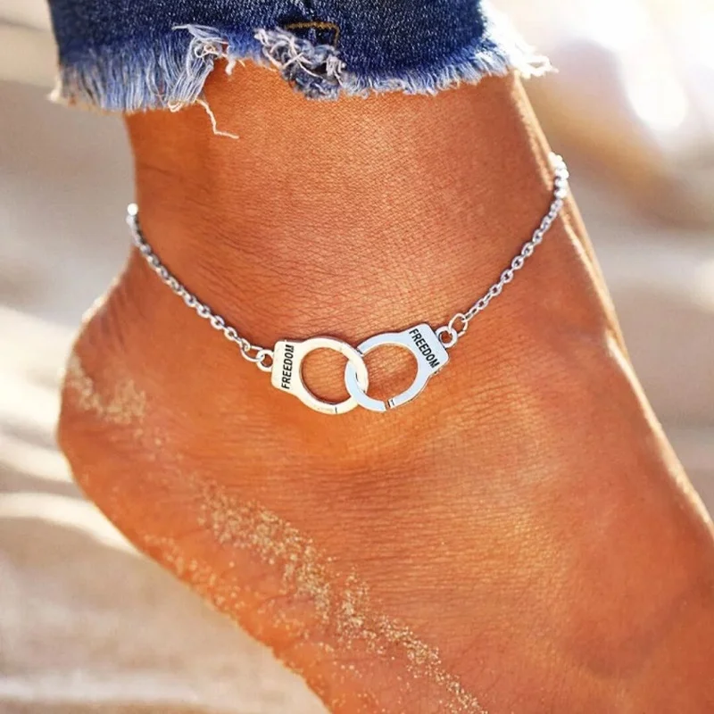 Europe and the United States new summer fashion popular new handcuffs beach beach personality bracelet necklace ornaments - Окраска металла: Silver chains
