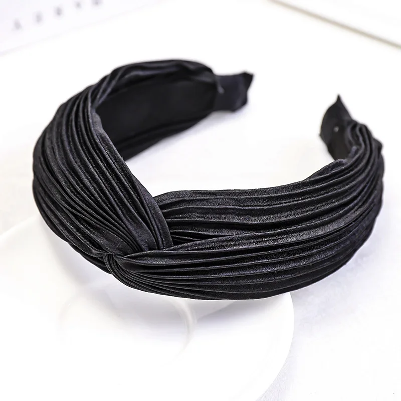Korean Cross Knot Hairband for Women Solid Color Headband Simple Plicated Fabric Turban Headwrap Girls Hair Accessories - Цвет: 7