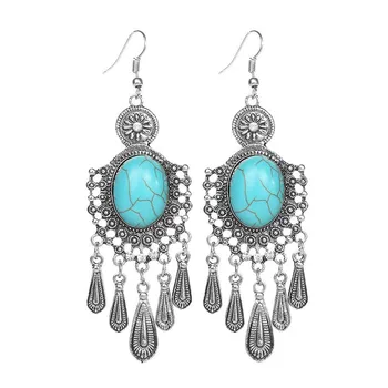 

LOVBEAFAS Fashion Bohemian Long Drop Earrings For Women Turkey Jewelry Vintage Crystal Tassel Boho Earrings