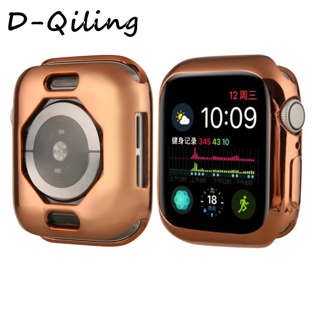 Чехол для часов Apple Watch Case5, 4, 3, 2, 1, 40 мм, 44 мм, прозрачный чехол из ТПУ, защитная пленка для экрана iWatch - Цвет: Rose Gold