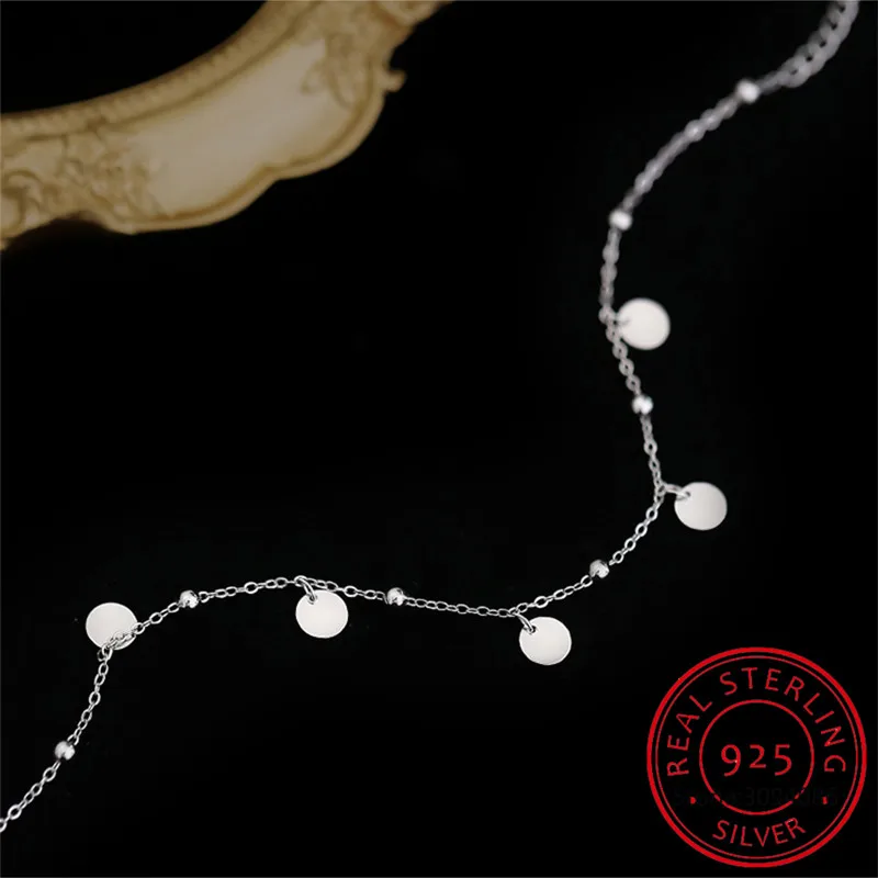 Anklet Bracelets Silver Anklets 925 Sterling Silver Beads Anklets Geometric Minimalist Foot Jewelry for Ankle SCT011
