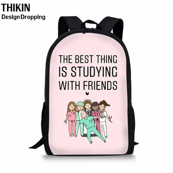 

THIKIN The Best Thing Is Studing with Friends Print Children School Bags for Teen Boy Girls Students Backpack Mochila Escolar