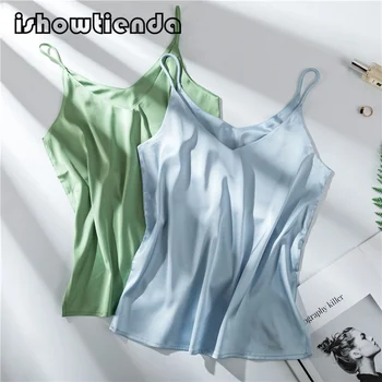 

V Neck Basic Tops Black Comfortable Sexy Casual Vest Lace 1PC Silk Tank Top blue green Soft Elastic