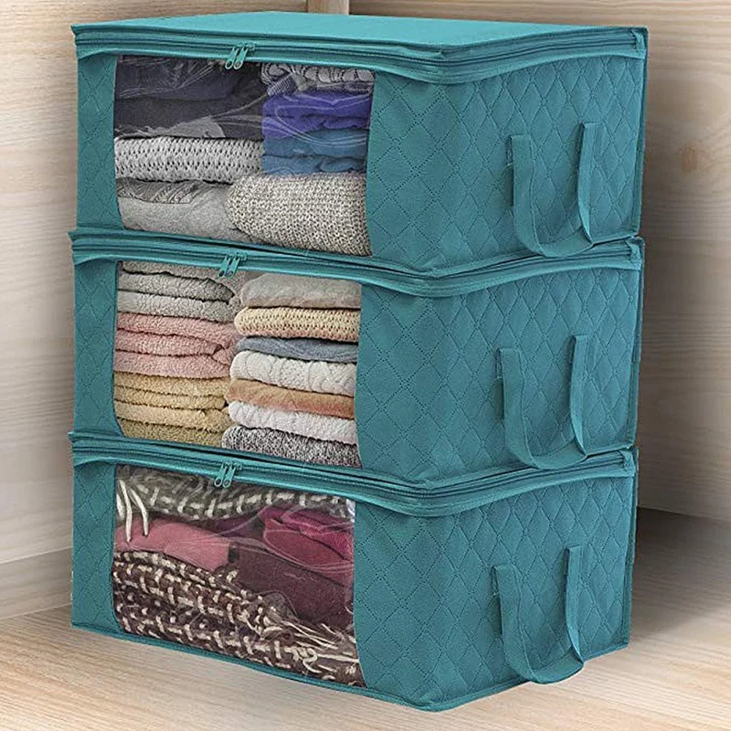 Folding Under Bed Quilt Blanket Home Clothes Storage Bag Durable Dustproof Zipper Closure Organizer With Handle Large Capacity | Дом и сад