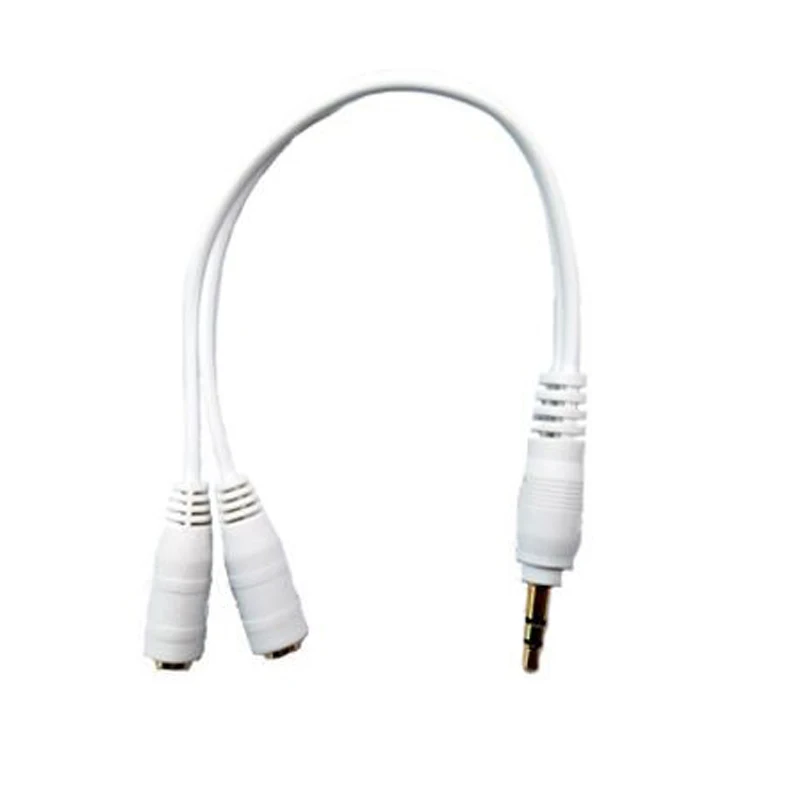 100pcs 3 5mm 1 in 2 couples audio line Earbud Headset Headphone Earphone Splitter For pad Phone Android Mobile MP3 MP4