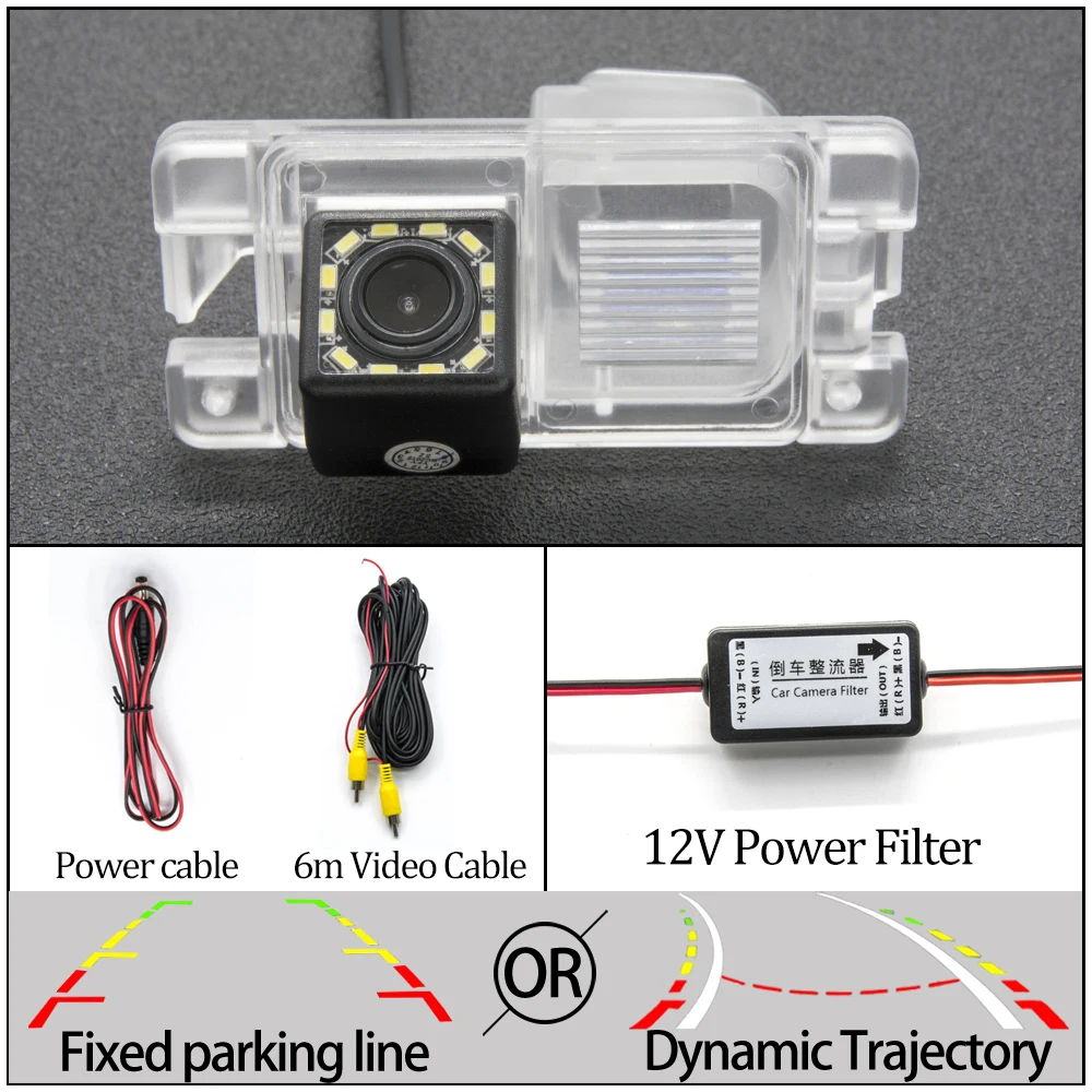 Фиксированная или динамическая траектория Автомобильная камера заднего вида для Mitsubishi L200 Triton Strada Sportero Hunter Strakar Barbarian Car - Название цвета: 12LED Cam N Filter