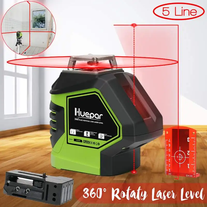 

5 Lines Laser Levels Red Light Self-Leveling IP54 Waterproof 360 Horizontal And Vertical Cross Beam Measuring Devices