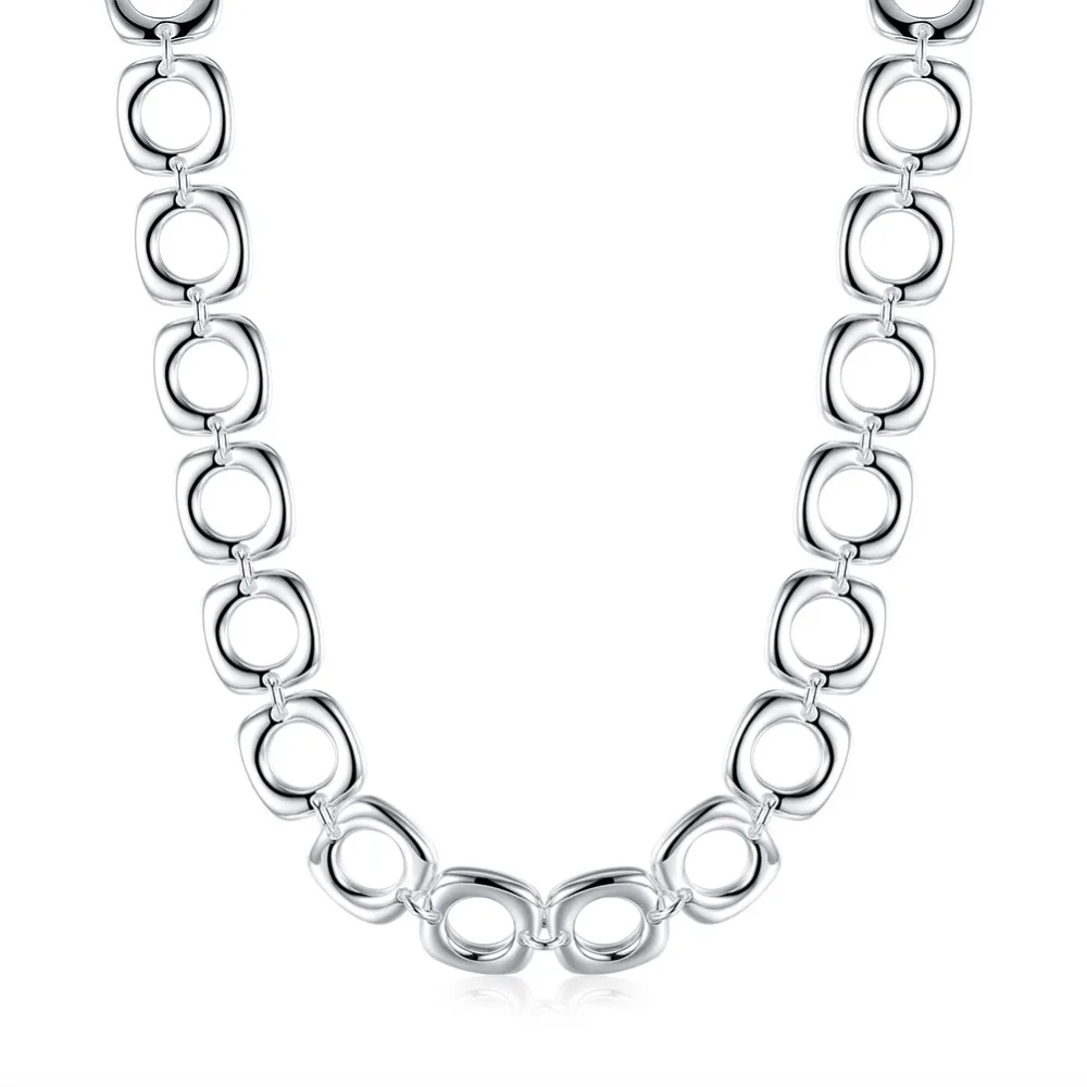 

TN249 Best Quality 925 Sterling Silver square unisex design necklace for Wedding Jewelry