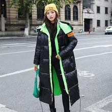 

Snow Wear Long Puffer Bomber Basic Thick Jacket Women Winter Loose Parkas Korean Hooded Outerwear Female Plus Velvet Casual Coat