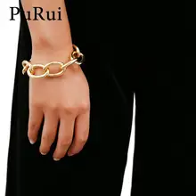 PuRui, браслеты с круговой цепочкой для женщин, золотой цвет, очаровательные браслеты и браслеты, простая металлическая цепь, браслет в стиле панк, бохо, ювелирные изделия