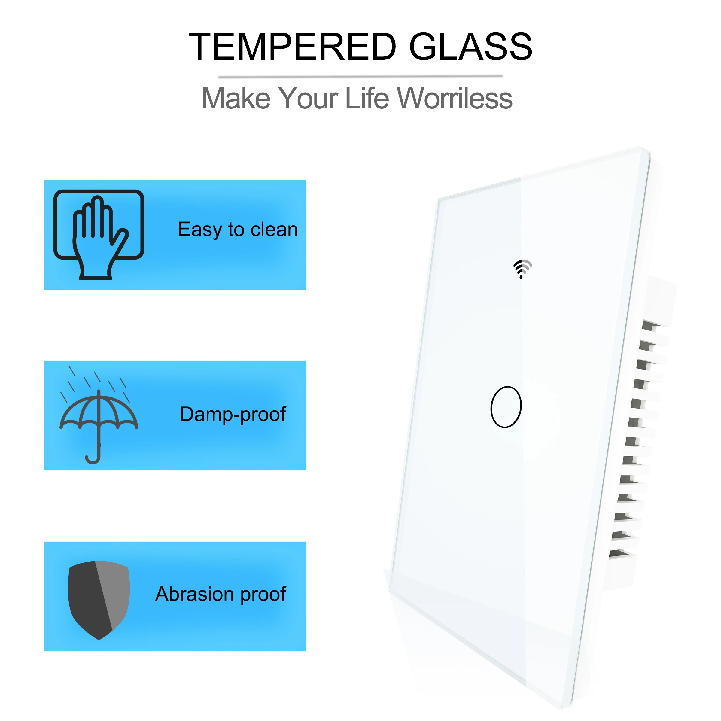  Wifi Wall Touch Switch Smart RF Light Switch US 1/2/3 Gang Tuya App Voice Wireless Remote Control S - 4000187599269