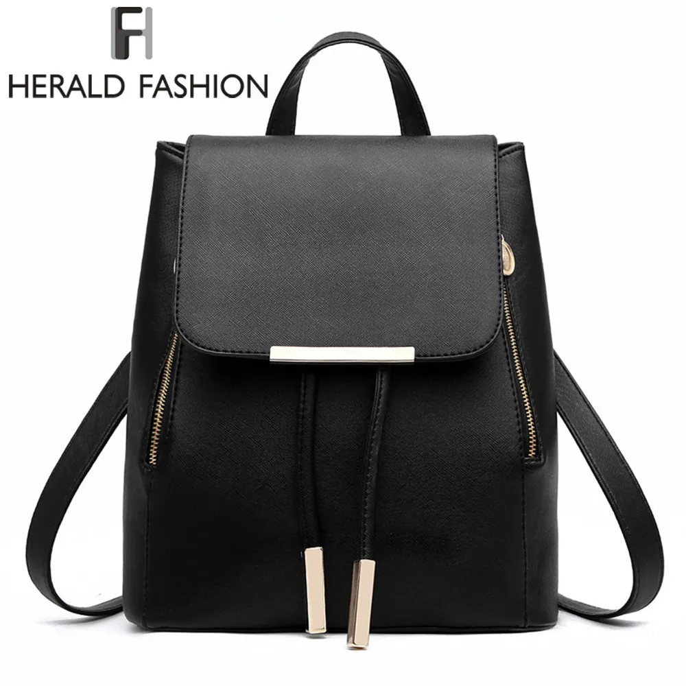 PU Leather Feminine Rucksack Teen Backpacks-0