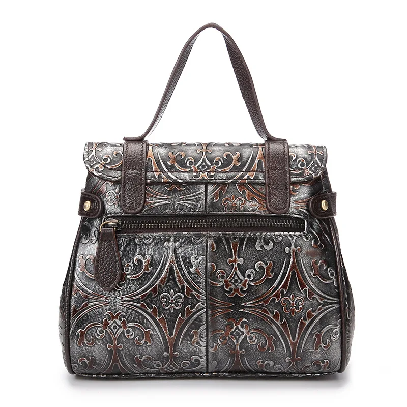 

New Style WOMEN'S Bag Embossed Hand-rub Color Bag Genuine Leather Fashion Cowhide Retro Handbag Shoulder Bag