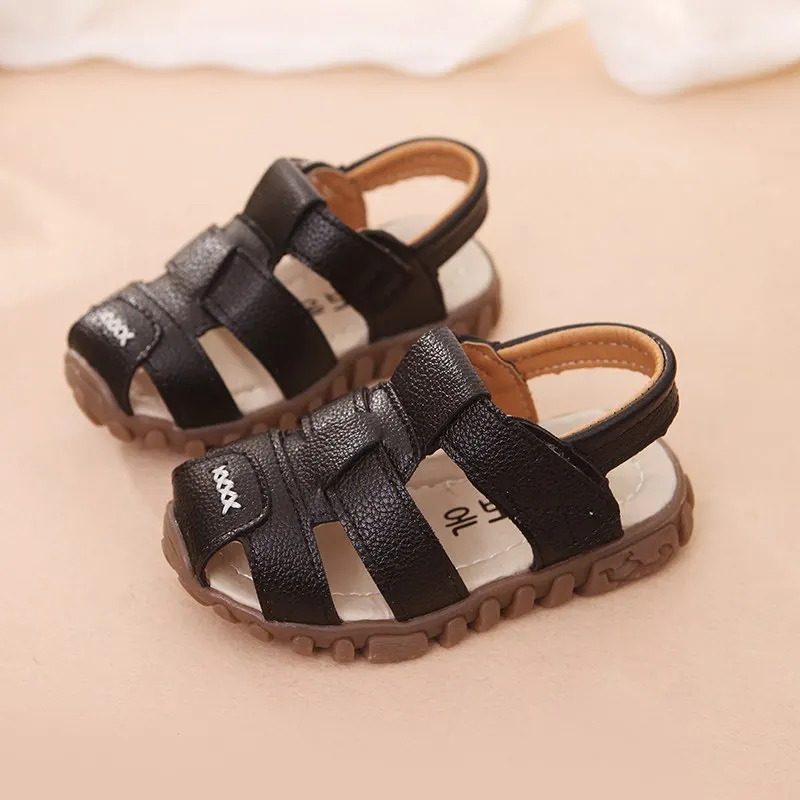 Kids Beach Sandals Boys Summer Baby Boy Shoes Soft Leather Bottom Non-Slip Closed Toe Safty Shoes